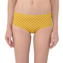 Polka Dot Orange Yellow Mid-waist Bikini Bottoms