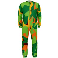 Initial Camouflage Green Orange Yellow Onepiece Jumpsuit (men)  by Mariart