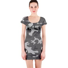 Initial Camouflage Grey Short Sleeve Bodycon Dress by Mariart