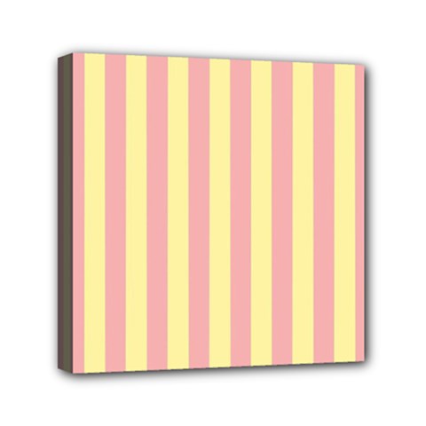 Pink Yellow Stripes Line Mini Canvas 6  X 6  by Mariart