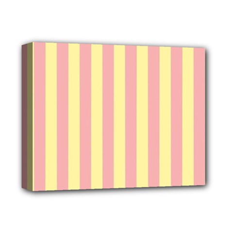 Pink Yellow Stripes Line Deluxe Canvas 14  X 11 