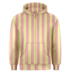 Pink Yellow Stripes Line Men s Zipper Hoodie by Mariart