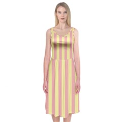 Pink Yellow Stripes Line Midi Sleeveless Dress by Mariart