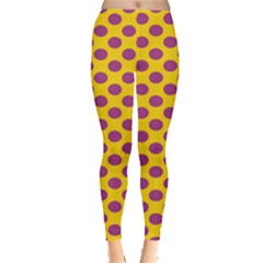 Polka Dot Purple Yellow Leggings  by Mariart