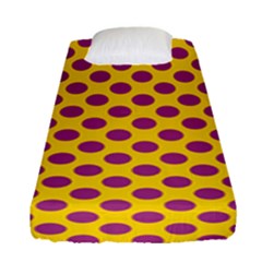 Polka Dot Purple Yellow Fitted Sheet (single Size) by Mariart