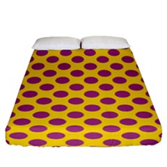 Polka Dot Purple Yellow Fitted Sheet (queen Size) by Mariart