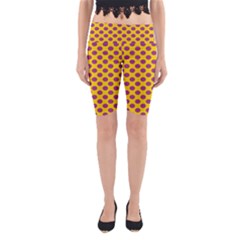 Polka Dot Purple Yellow Yoga Cropped Leggings by Mariart