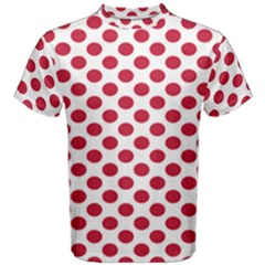 Polka Dot Red White Men s Cotton Tee by Mariart