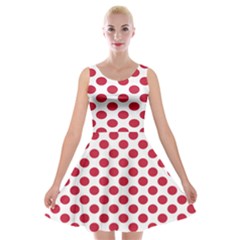 Polka Dot Red White Velvet Skater Dress