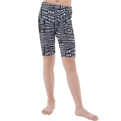 Plaid Black White Kids  Mid Length Swim Shorts by Mariart