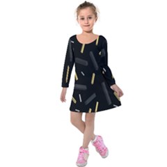 Rectangle Chalks Kids  Long Sleeve Velvet Dress by Mariart