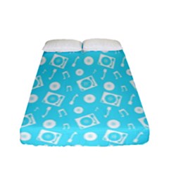 Record Blue Dj Music Note Club Fitted Sheet (full/ Double Size) by Mariart