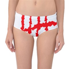 Scratches Claw Red White H Mid-waist Bikini Bottoms