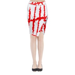 Scratches Claw Red White H Midi Wrap Pencil Skirt by Mariart