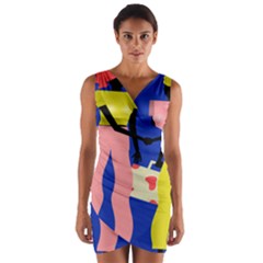 Shake Hands Wrap Front Bodycon Dress by Mariart