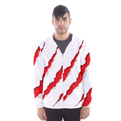 Scratches Claw Red White Hooded Wind Breaker (Men)