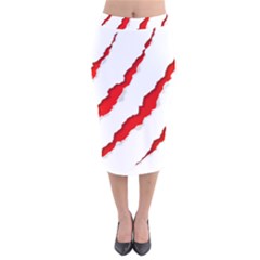 Scratches Claw Red White Velvet Midi Pencil Skirt