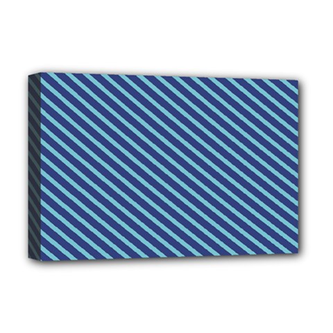 Striped  Line Blue Deluxe Canvas 18  X 12   by Mariart