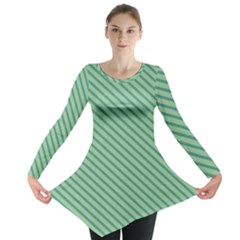 Striped Green Long Sleeve Tunic  by Mariart