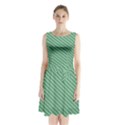 Striped Green Sleeveless Chiffon Waist Tie Dress View1