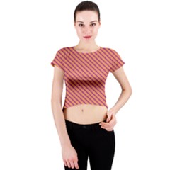 Striped Purple Orange Crew Neck Crop Top by Mariart