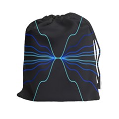 Sine Squared Line Blue Black Light Drawstring Pouches (XXL)