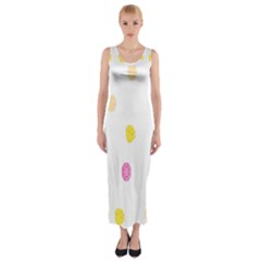 Stone Diamond Yellow Pink Brown Fitted Maxi Dress by Mariart