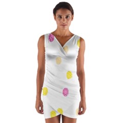 Stone Diamond Yellow Pink Brown Wrap Front Bodycon Dress by Mariart