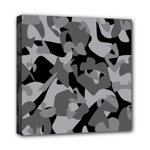 Urban Initial Camouflage Grey Black Mini Canvas 8  X 8  by Mariart