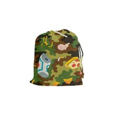 Urban Camo Green Brown Grey Pizza Strom Drawstring Pouches (small)  by Mariart