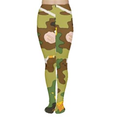 Urban Camo Green Brown Grey Pizza Strom Women s Tights by Mariart