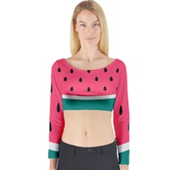 Watermelon Red Green White Black Fruit Long Sleeve Crop Top