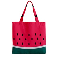 Watermelon Red Green White Black Fruit Zipper Grocery Tote Bag