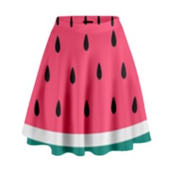Watermelon Red Green White Black Fruit High Waist Skirt by Mariart