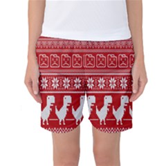 Red Dinosaur Star Wave Chevron Waves Line Fabric Animals Women s Basketball Shorts by Mariart