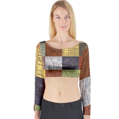 Blocky Filters Yellow Brown Purple Red Grey Color Rainbow Long Sleeve Crop Top