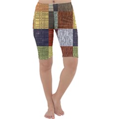 Blocky Filters Yellow Brown Purple Red Grey Color Rainbow Cropped Leggings  by Mariart