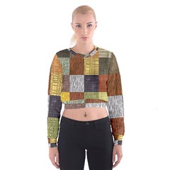 Blocky Filters Yellow Brown Purple Red Grey Color Rainbow Women s Cropped Sweatshirt by Mariart