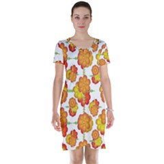 Colorful Stylized Floral Pattern Short Sleeve Nightdress by dflcprintsclothing