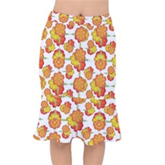 Colorful Stylized Floral Pattern Mermaid Skirt by dflcprintsclothing