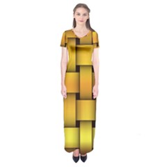 Rough Gold Weaving Pattern Short Sleeve Maxi Dress by Simbadda