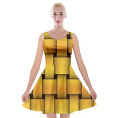 Rough Gold Weaving Pattern Velvet Skater Dress by Simbadda
