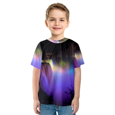 Niagara Falls Dancing Lights Colorful Lights Brighten Up The Night At Niagara Falls Kids  Sport Mesh Tee by Simbadda