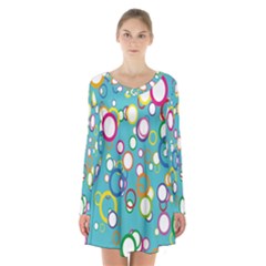 Circles Abstract Color Long Sleeve Velvet V-neck Dress by Simbadda