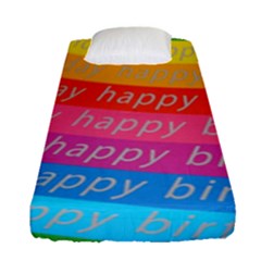 Colorful Happy Birthday Wallpaper Fitted Sheet (single Size) by Simbadda