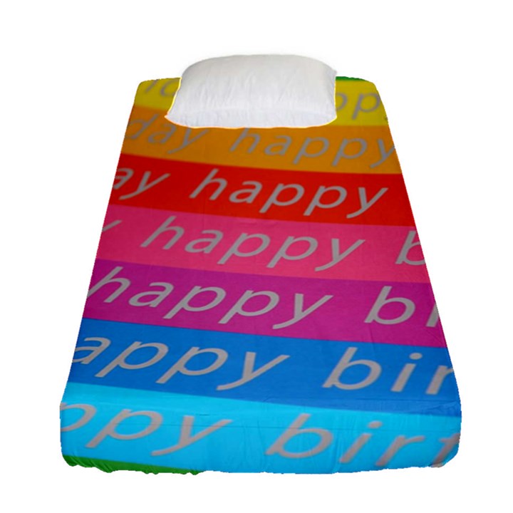Colorful Happy Birthday Wallpaper Fitted Sheet (Single Size)