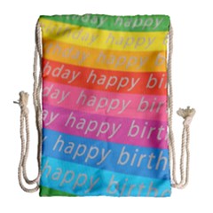 Colorful Happy Birthday Wallpaper Drawstring Bag (large) by Simbadda