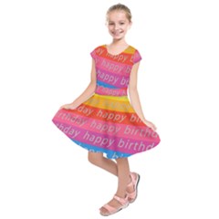 Colorful Happy Birthday Wallpaper Kids  Short Sleeve Dress