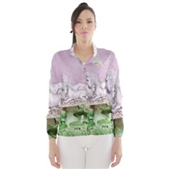 Wonderful Unicorn With Foal On A Mushroom Wind Breaker (women) by FantasyWorld7