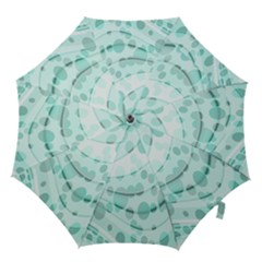 Abstract Background Teal Bubbles Abstract Background Of Waves Curves And Bubbles In Teal Green Hook Handle Umbrellas (medium) by Simbadda